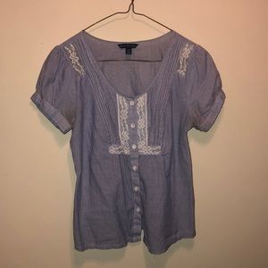 American Eagle Short sleeved pinstripe button up